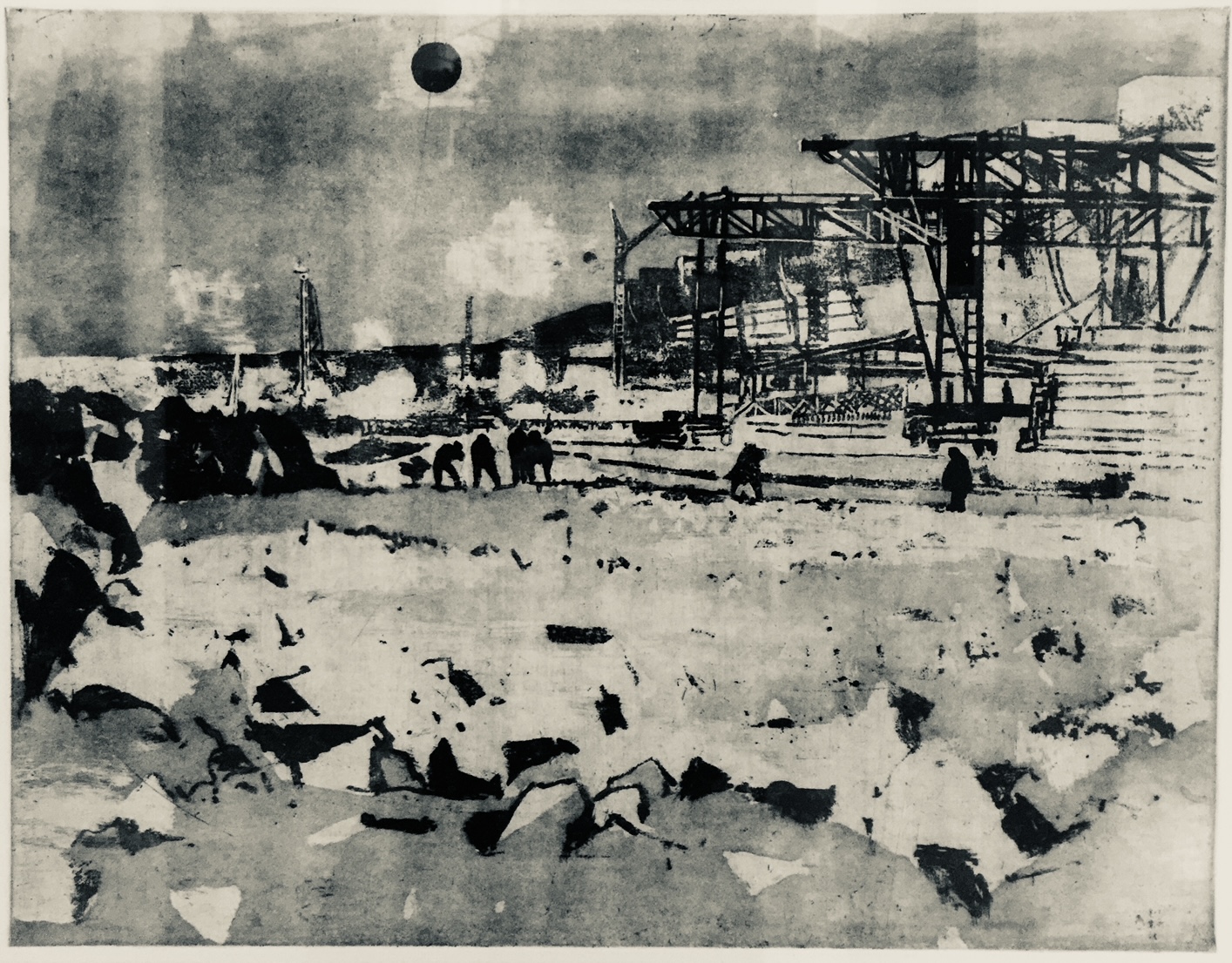 Deltawerken, Ets, grafiek, Nico Bakker