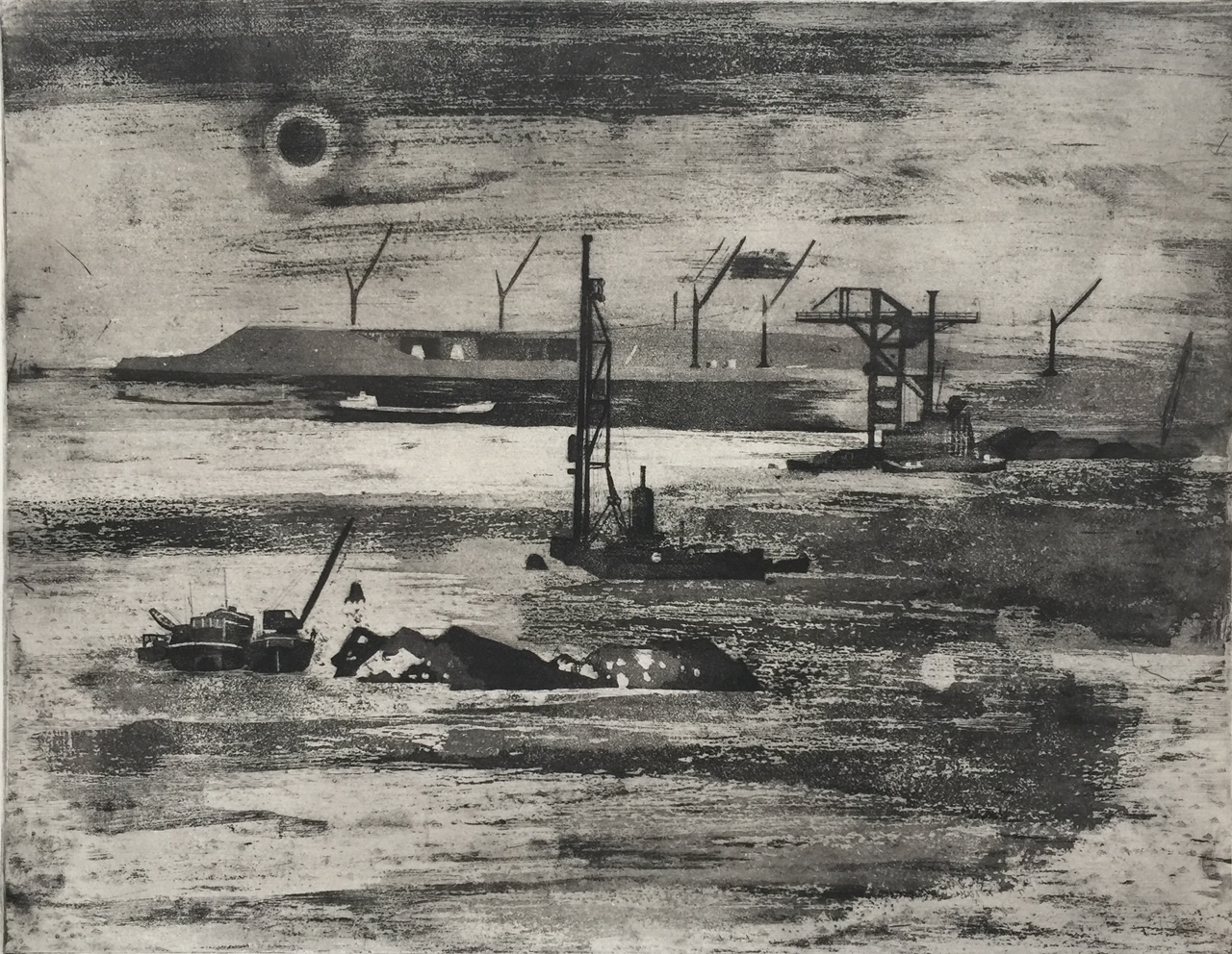 Deltawerken, ets Nico Bakker, Grafiek